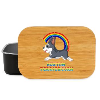 Conception ludique de licorne Boston Terrier - Boîte à goûter - noir - Devant