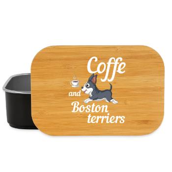 Coffee and Boston Terriers Fun Design - Lunch Box - black - Front