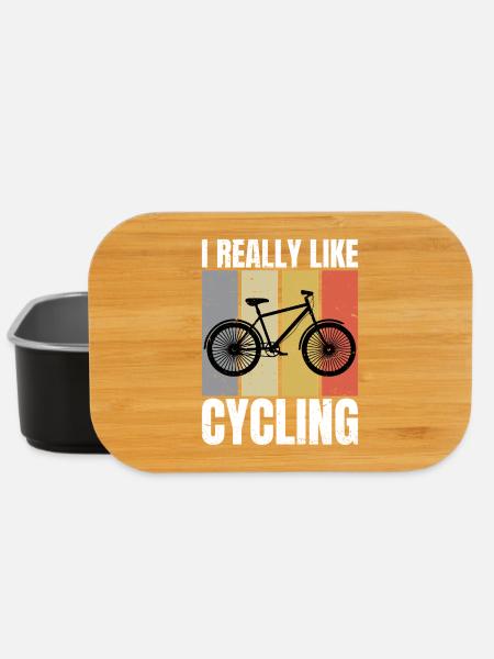 I Really Like Cycling Retro Loves Cycling Cyclist - Lunch Box - black