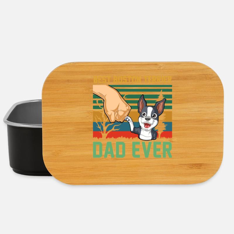 Boston Terrier Dad Ever T-Shirt Design - Lunch Box - black