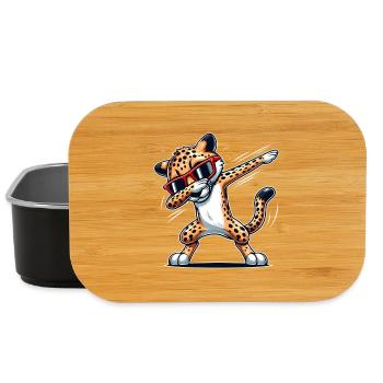 Cool and funny dabbing cheetah with glasses - Lunch Box - black - Front