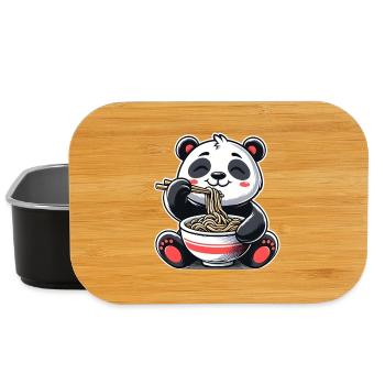 Cute Panda Ramen Japanese Noodles Animal Lovers - Lunch Box - black - Front