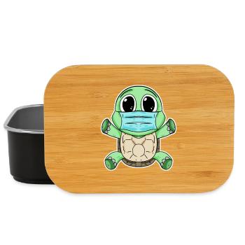 Cute turtle with mask - Lunch Box - black - Front