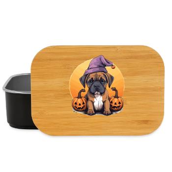 Halloween Witch Hat Pumpkin Dog Boxer - Lunch Box - black - Front