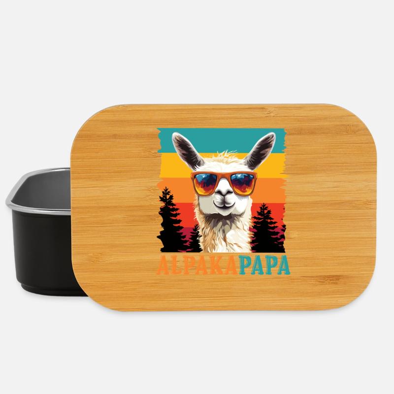Väter ALPAKAPAPA Retro Lama Lustiges - Lunch Box - Schwarz