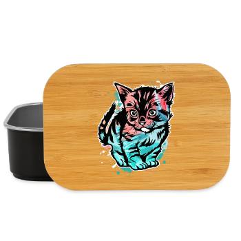 Chat coloré - Boîte à goûter - noir - Devant