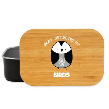 Minimalist Bird Cartoon Illustration - Lunch Box - black - Front