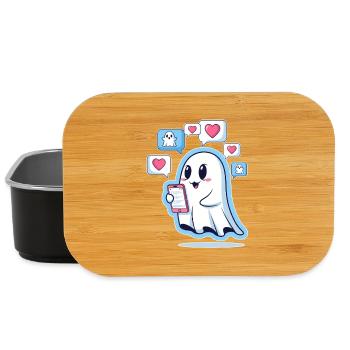 Niedlicher Geistermit Smartphone - Lunch Box - Schwarz - Vorne