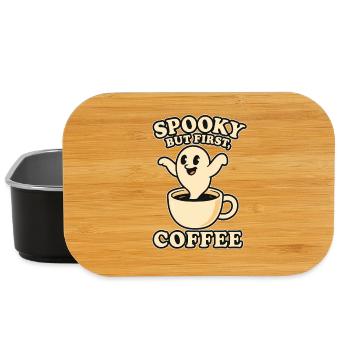 Spooky Coffee Motif with Cuddly Spirit - Lunch Box - black - Front