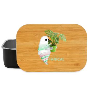 Tropical Monstera and Glossy Cones - Lunch Box - black - Front
