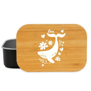 Verspielter Wal mit Blumen und Herzmotiven - Lunch Box - Schwarz - Vorne