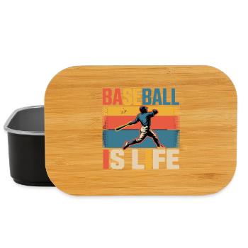 Baseball Is Life Retro Vintage Batsman Fan - Lunch Box - black - Front