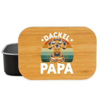 Dachshund Dad Dog Motif Funny Father's Day Teckel - Lunch Box - black - Front