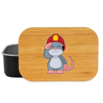 Souris Pompier Casque de Pompier Service d'incendie - Boîte à goûter - noir - Devant