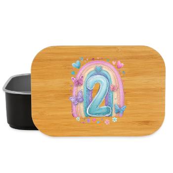 Pastel Rainbow 2 Years Second Birthday - Lunch Box - black - Front