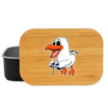 Cartoon seagull playing - Gamer North Sea - Lunch Box - black - Front