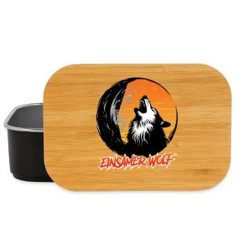 Wolf Spirit EINSAMER WOLF Retro Lustiges - Lunch Box - Schwarz - Vorne