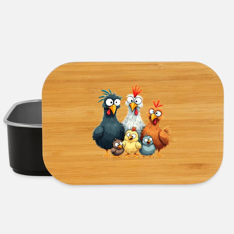 Bunte Hühnergruppe Comedy Design - Lunch Box - Schwarz