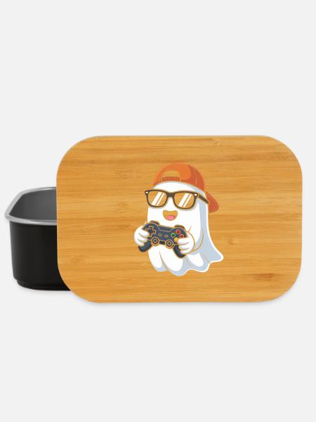 Kawaii Cute Boo Playing Video Game Halloween Gamer - Lunch Box - Schwarz
