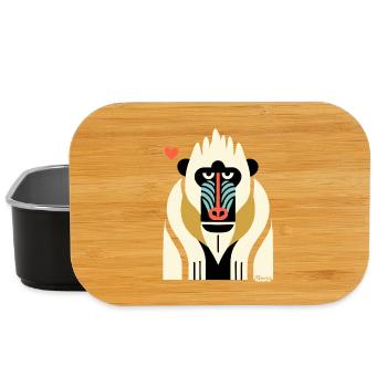 Bold Tribal Mandrill Monkey Illustration - Lunch Box - black - Front