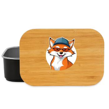 witziger Fuchs mit Brille und Cap - Lunch Box - Schwarz - Vorne