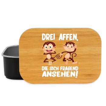 Drei Affen die sich fragend ansehen Lustig - Lunch Box - Schwarz - Vorne