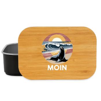 MOIN Küstenwellen Siegel-Design - Lunch Box - Schwarz - Vorne
