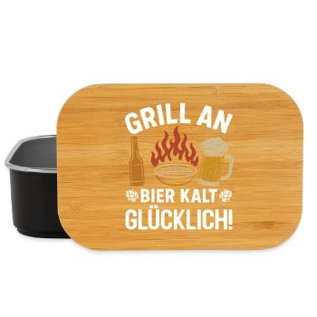 Fan de bière GRILL ON BEER COLD HAPPY Drôle - Boîte à goûter - noir - Devant