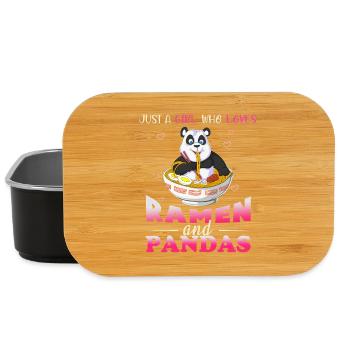 Fille qui aime les ramen et le design des pandas - Boîte à goûter - noir - Devant