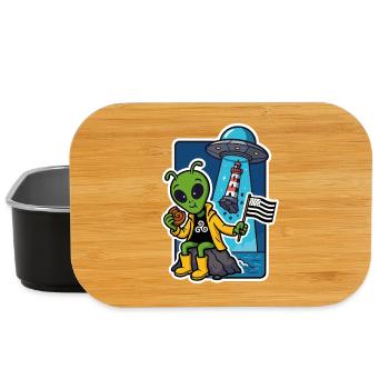 Alien Breton Humour Bretagne Phare et Gwenn ha du - Boîte à goûter - noir - Devant