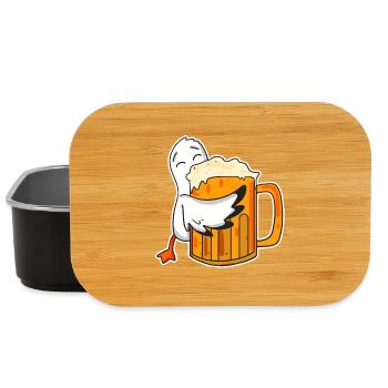 Cute seagull with beer glass - Lunch Box - black - Front