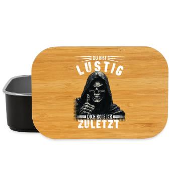 Du bist lustig Sensenmann Spruch Totenkopf Motiv - Lunch Box - Schwarz - Vorne