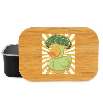 Humorous duck broccoli in hoodie - Lunch Box - black - Front