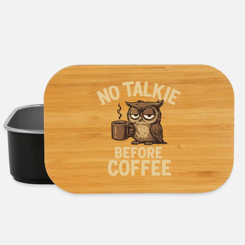 Hiboux avec tasse à café et déclaration - Boîte à goûter - noir
