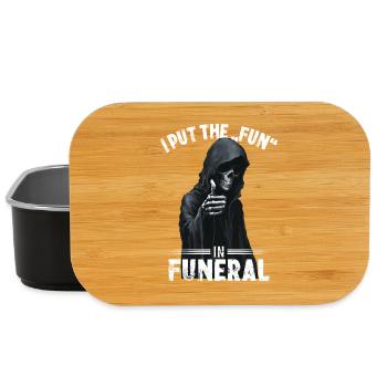 Grim Reaper saying I put the fun in funeral motif - Lunch Box - black - Front