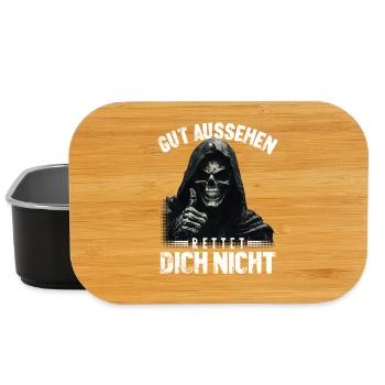 Gut aussehen rettet dich nicht Spruch Sensenmann - Lunch Box - Schwarz - Vorne