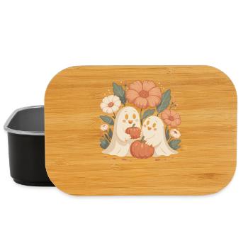 Kürbis Blumen Herbst Niedliche Geister Halloween - Lunch Box - Schwarz - Vorne