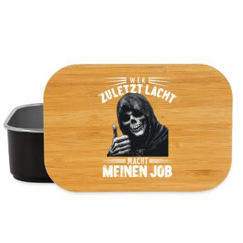 Wer zuletzt lacht Sensemann Tod Lustiger Spruch - Lunch Box - Schwarz - Vorne