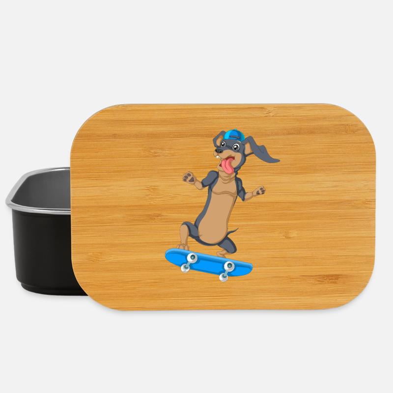 T-shirt de skateboard teckel - Boîte à goûter - noir