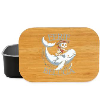 Skeleton as a cowboy on beluga whale - Lunch Box - black - Front