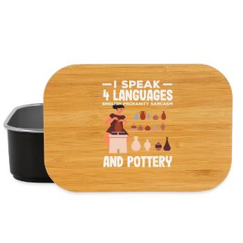 Ich Spreche 4 Sprachen Und Töpferei - Lunch Box - Schwarz - Vorne