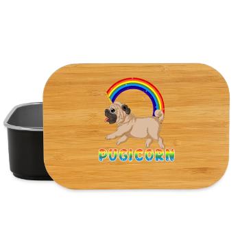 Mops Einhorn Pugicorn Lustiges T-Shirt - Lunch Box - Schwarz - Vorne