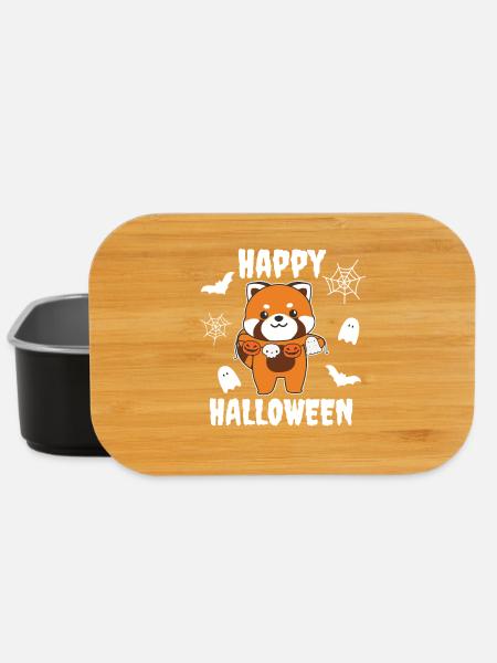 Roter Panda Happy Halloween Kürbis Geist Kostüm - Lunch Box - Schwarz
