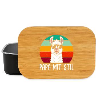Fathers Retro DAD WITH STYLE Llama Funny - Lunch Box - black - Front