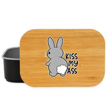 Vilain lapin de dessin animé – Embrasse-moi les bottes - Boîte à goûter - noir - Devant