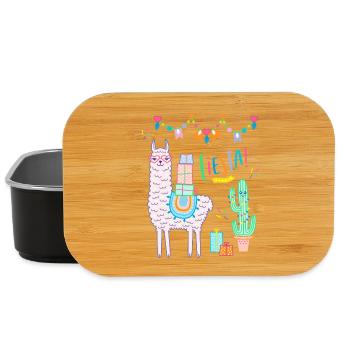 Lama Fiesta süßes rosa Llama mit Herzbrille - Lunch Box - Schwarz - Vorne