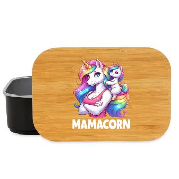 Mama Einhorn Mamacorn Mutter Tochter Dadacorn - Lunch Box - Schwarz - Vorne