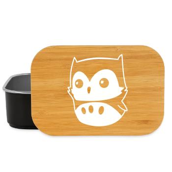 Owl Kawaii – motif de hibou mignon dans le style dessin animé - Boîte à goûter - noir - Devant