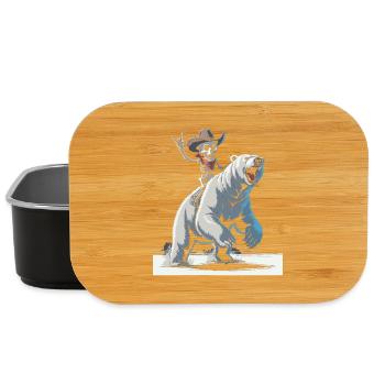 Bone cowboy rides polar bear - Lunch Box - black - Front