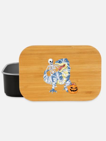 Squelette équitation momie dinosaure T-shirt Halloween - Boîte à goûter - noir